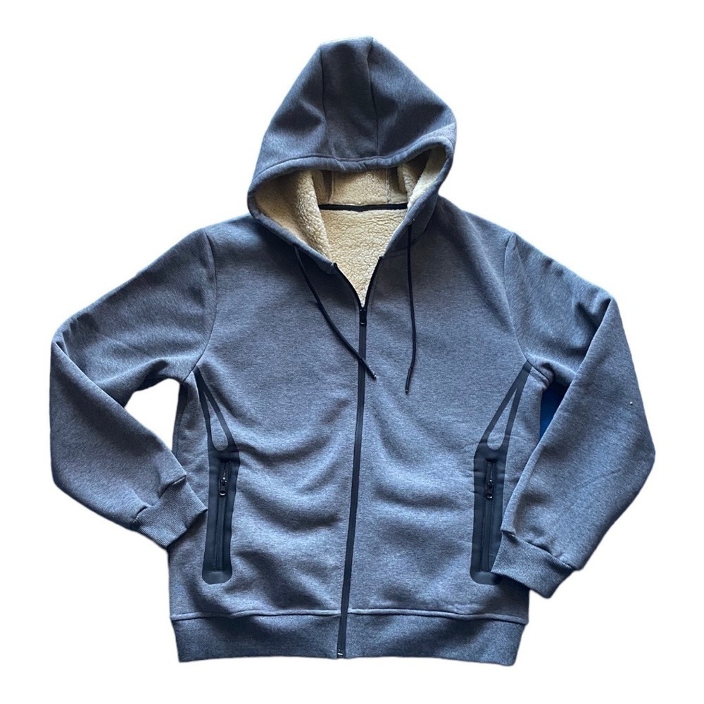 NWOT-GRAY ZIP FRONT HOODIE-SIZE LARGE